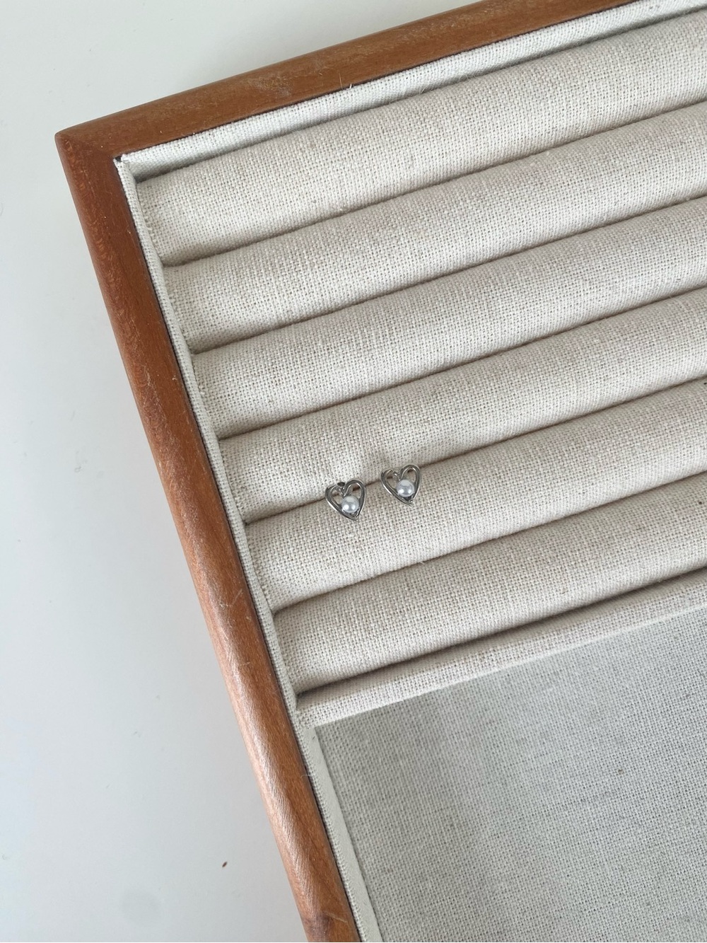 4/$15 Silver Heart Stud Pearl Accent Earrings
